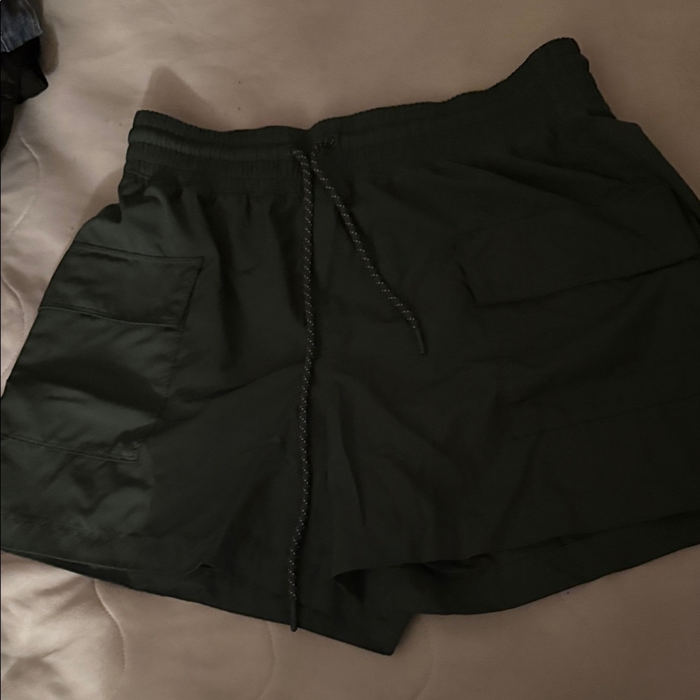 Dark Green Casual Shorts